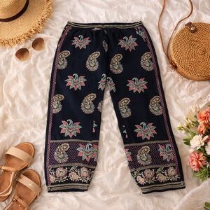 Calypso St.Barth Floral Patterned Black Pants